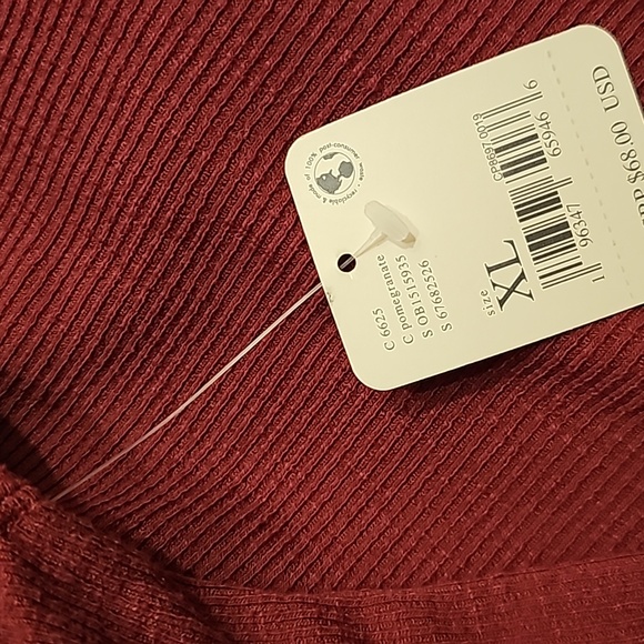 Free People We The Free Addie Layering Lomg Sleeve Ribbed Shirt Top XL in Wine - Picture 10 of 11